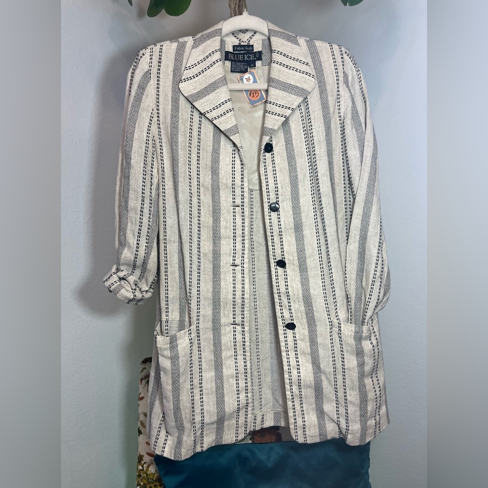 Women's Black and White Striped Jacket
